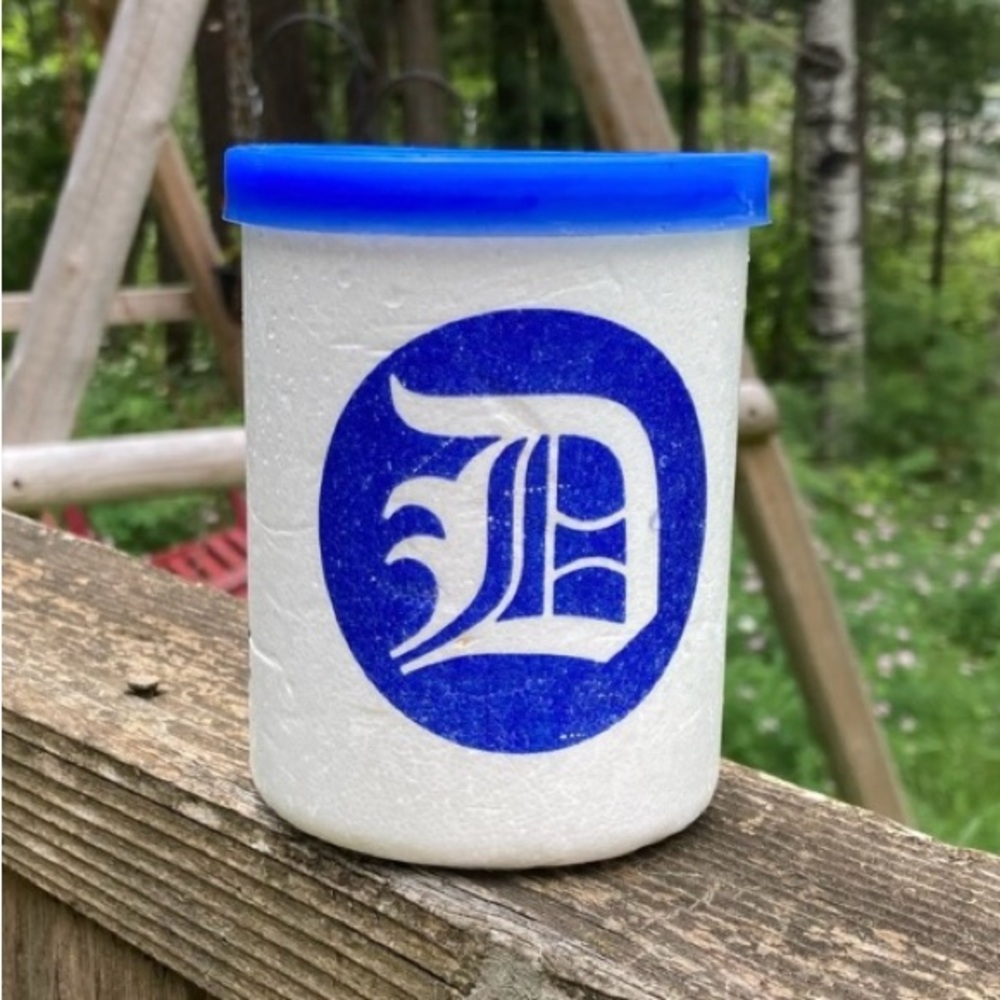 2 DETROIT TIGERS Coozies Vintage Beverage Koozies Coolers Blue White Styrofoam